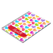 Moderne, junge, lebendige, doodled Herz-Muster Nam Notizblock (Linke Seite)