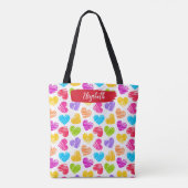 Moderne, junge, lebendige, doodled Herz-Muster Nam Tasche (Rückseite)