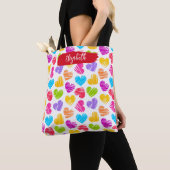 Moderne, junge, lebendige, doodled Herz-Muster Nam Tasche (Von Nahem)
