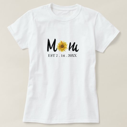 Moderne Junge Mutter Geburtsdatum Blume T-Shirt (Design vorne)