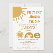 Moderne Jungen erste Reise um die Sonne 1. Geburts Einladung (Vorderseite)