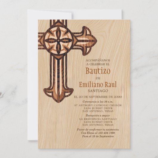 Moderne Jungen Spanische Taufe Einladung (Vorderseite)