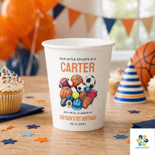 Moderne Jungen Sportbälle All Star 1. Geburtstag Pappbecher