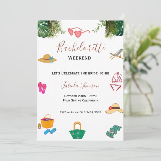 Moderne Junggeselinnen-Abschied- und Wochenendreis Einladung (Stehend Vorderseite)