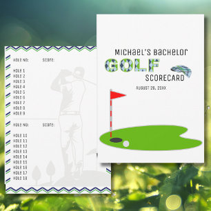 Moderne Junggesellenabschied Golf Scorecard Karte