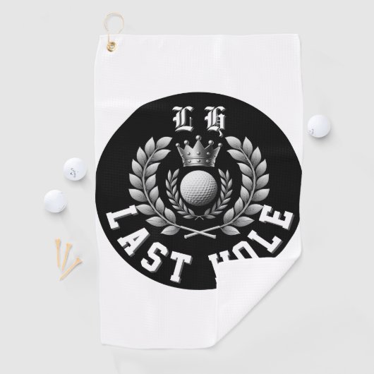 Moderne Junggesellenabschied Last Hole LH Monogram Golfhandtuch (Insitu)