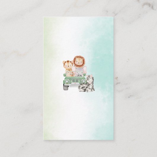 Moderne Jungle Animals Grüne Safari Begleitkarte (Rückseite)