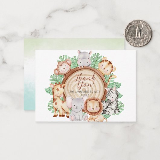 Moderne Jungle Animals Grüne Safari Mitteilungskarte (Vorderseite/Rückseite Beispiel)