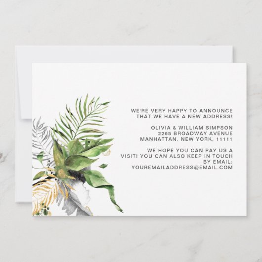 Moderne Jungle Greenerity Moving Announcement Card Ankündigung (Rückseite)