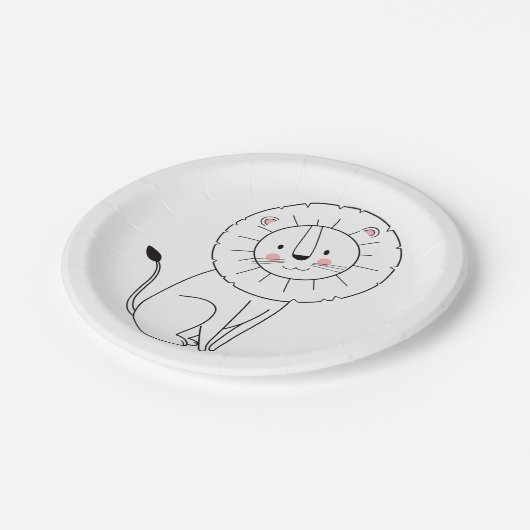 Moderne Jungle Lion / Niedliche Babydusche 1. Gebu Pappteller (Schrägansicht)