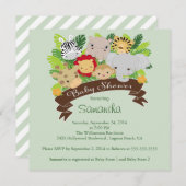 Moderne Jungle Safari Animals Kinderdusche Einladung (Vorne/Hinten)