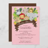 Moderne Jungle Safari Animals Kinderdusche Einladung (Vorne/Hinten)