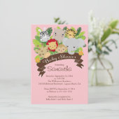 Moderne Jungle Safari Animals Kinderdusche Einladung (Stehend Vorderseite)