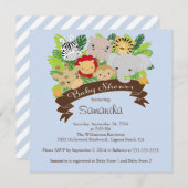 Moderne Jungle Safari Animals Kinderdusche Einladung (Vorne/Hinten)