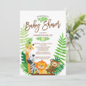 Moderne Jungle Safari Babydusche Einladung (Stehend Vorderseite)
