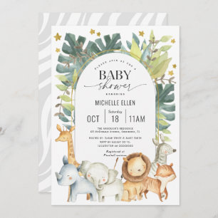 Moderne Jungle Safari Themed Baby Dusche Einladung