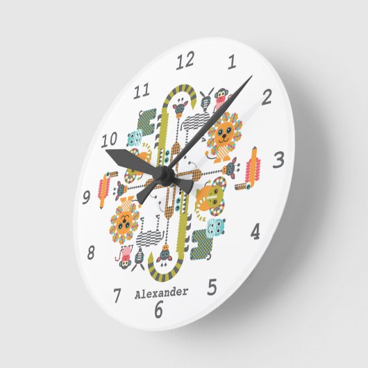 Moderne Jungle-Safari-Tiere - Uhr (Winkel)