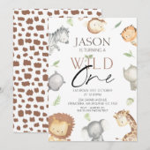 Moderne Jungs Minimalistisch Safari Wild Ein Gebur Einladung (Vorne/Hinten)