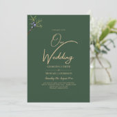 Moderne JUNIPER Green GOLD Hochzeit Einladung (Stehend Vorderseite)