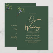 Moderne JUNIPER Green GOLD Hochzeit Einladung (Vorne/Hinten)