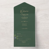 Moderne JUNIPER Green GOLD Hochzeit Einladung (Innen Boden)