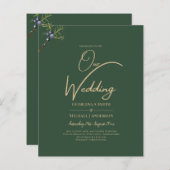 Moderne JUNIPER Green GOLD Hochzeit Einladung (Vorne/Hinten)
