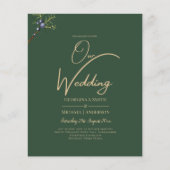 Moderne JUNIPER Green GOLD Hochzeit Einladung (Vorderseite)