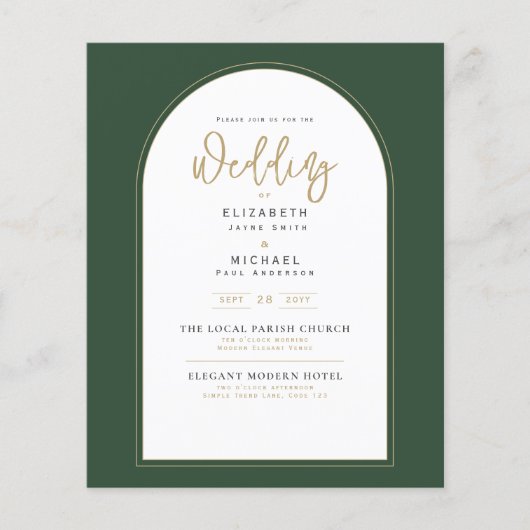 Moderne Juniper Green Wedding Einladung (Vorderseite)