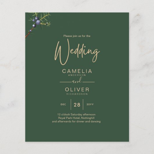 Moderne Juniper Green Wedding Einladung Flyer (Vorne)