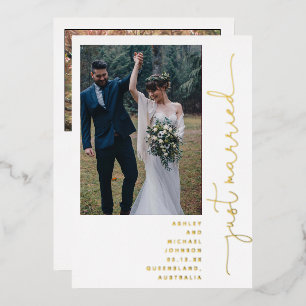 Moderne Just Married Rezeption Nur 2 Foto Gold Fo Folieneinladung