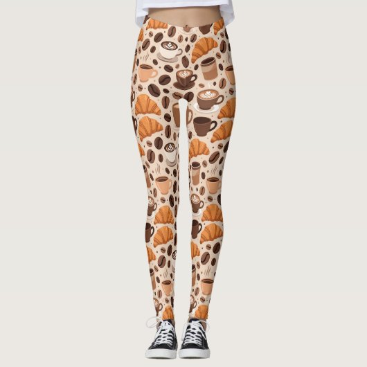 Moderne Kaffee-Ästhetik-Muster Leggings (Vorderseite)