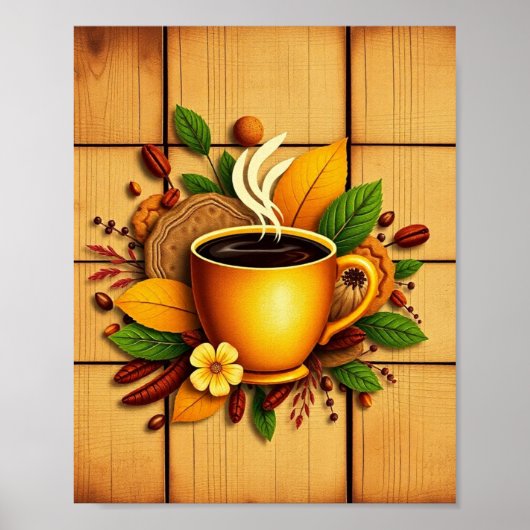 Moderne Kaffee-Illustration Poster (Vorne)