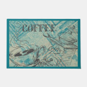 Moderne Kaffee-Kunst in Türkis Fußmatte (Vorderseite)