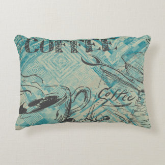 Moderne Kaffee-Kunst-Skizze Blau Dekokissen