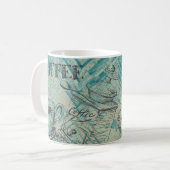 Moderne Kaffee-Kunst-Skizze Blau Kaffeetasse (Vorderseite Links)