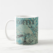 Moderne Kaffee-Kunst-Skizze Blau Kaffeetasse (Links)