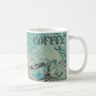 Moderne Kaffee-Kunst-Skizze Blau Kaffeetasse