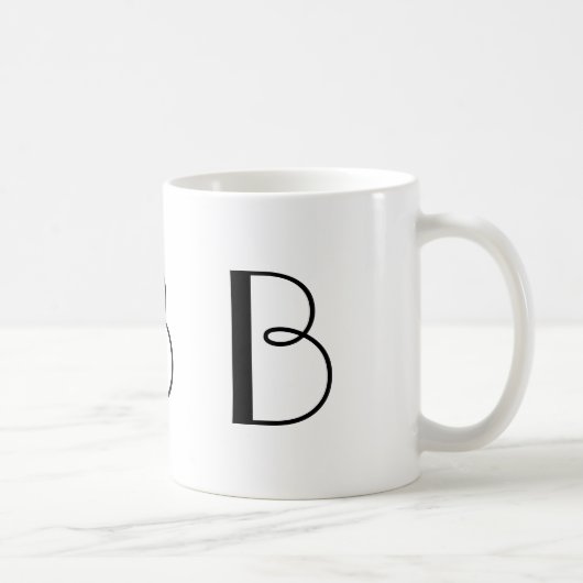 Moderne Kaffee-Schwarzweiss-Tasse des Monogramm-B Kaffeetasse (Rechts)