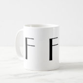 Moderne Kaffee-Schwarzweiss-Tasse des Monogramm-F Kaffeetasse (Vorderseite Links)