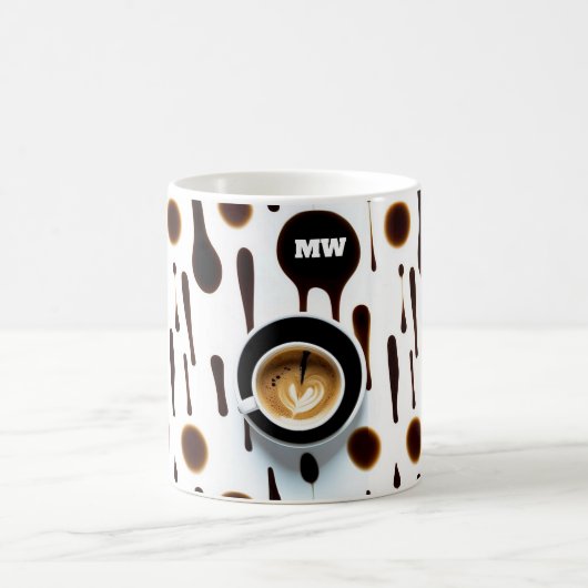 Moderne Kaffeeflecken und Bild mit Initialen Kaffeetasse (Mittel)