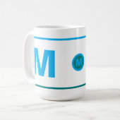 Moderne Kaffeetasse mit Monogramm-Initiale (Blau, (Vorderseite Links)