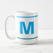 Moderne Kaffeetasse mit Monogramm-Initiale (Blau, (Links)