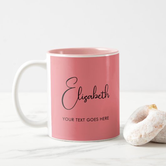 Moderne Kaffeetassen Skript Text Name Trendy (Mit Donut)