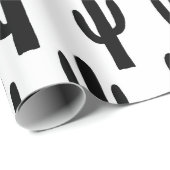 Moderne Kakteen in Schwarz und Weiß. Botanisches M Geschenkpapier (Rolleneckpunkt)