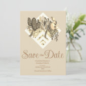 Moderne Kakteen & Succulents Wedding Save The Date (Stehend Vorderseite)