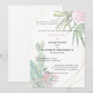 Moderne Kakteen Tropische Eltern Hochzeit Matt Einladung