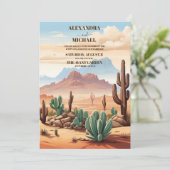 Moderne Kakteen Wedding Einladung (Stehend Vorderseite)