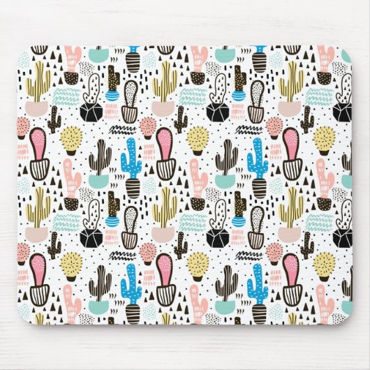 Moderne Kaktus-Geometrie-Muster Mousepad (Vorne)