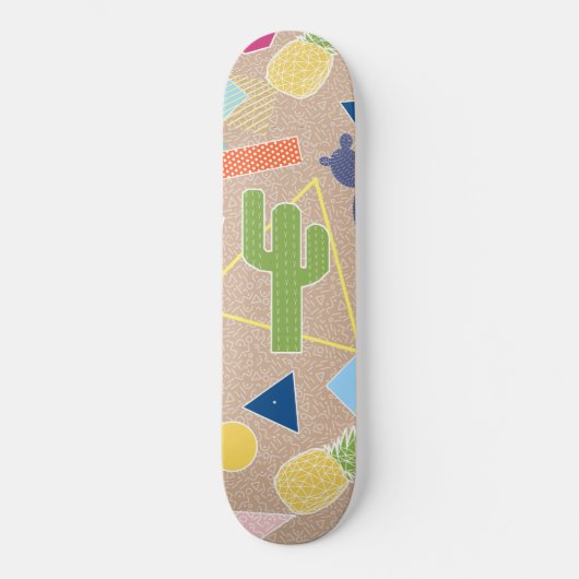 Moderne Kaktus geometrische Memphis inspiriert Mus Skateboard (Vorderseite)
