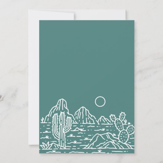 Moderne Kaktus Line Art Wüste Hochzeit Einladung (Rückseite)